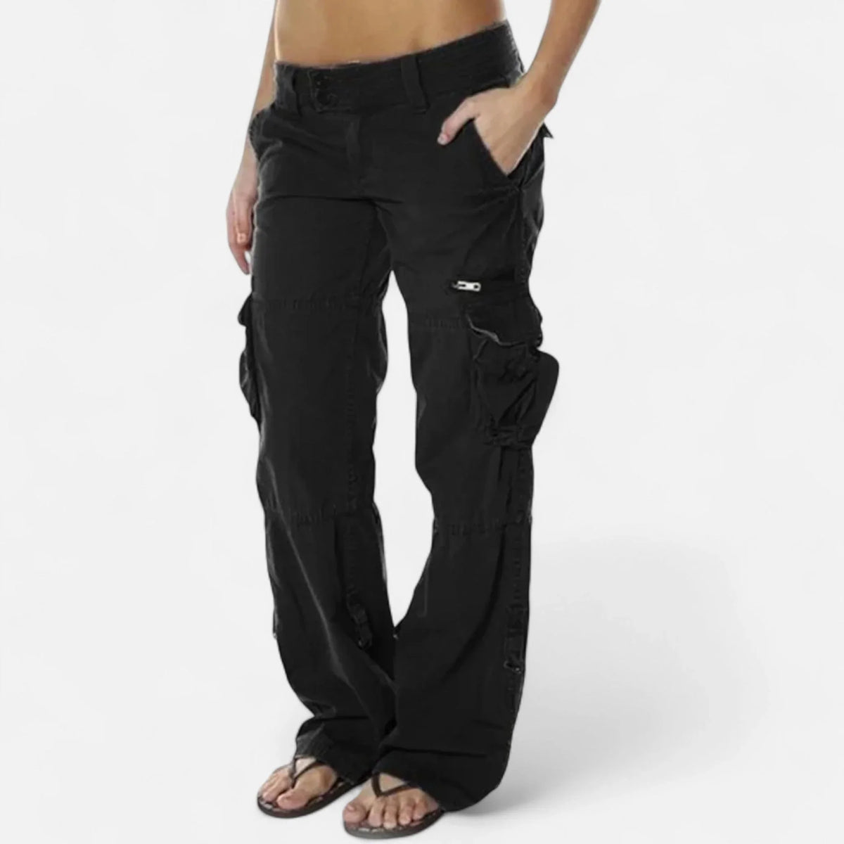 Serena | Women's Wide Leg Cargo Pants with Zipper Pockets