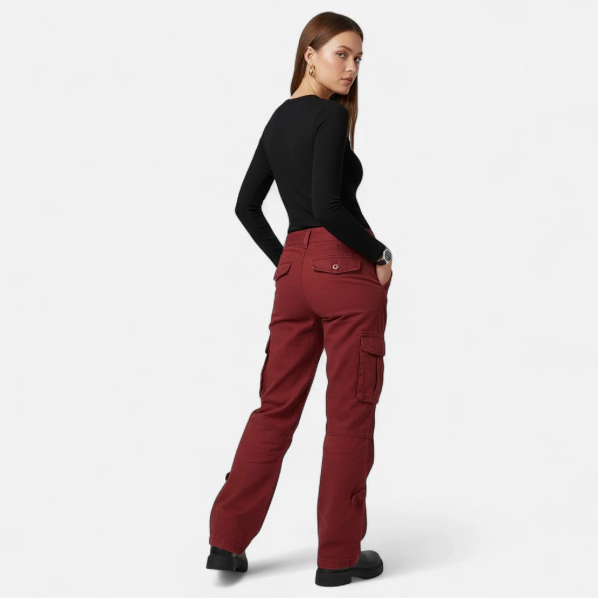 Serena | Women's Wide Leg Cargo Pants with Zipper Pockets