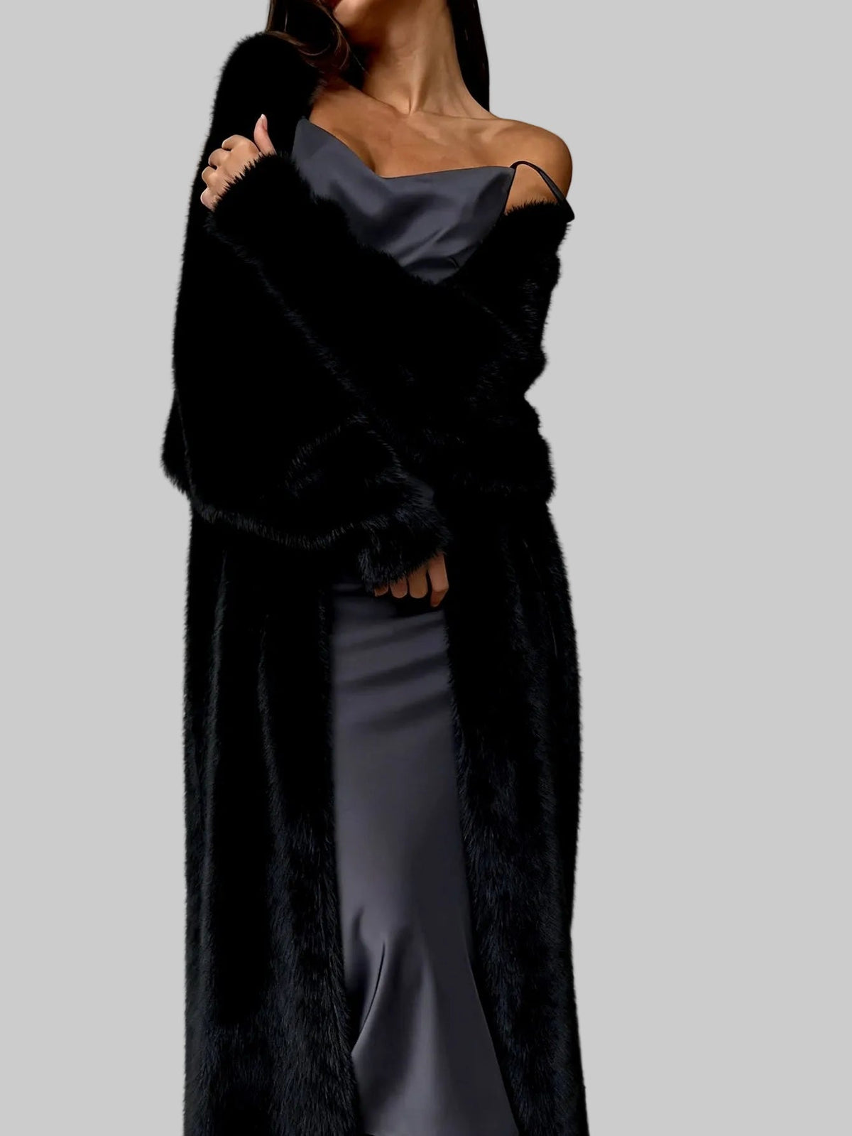 Serenity - Women's Plush Fur Long Cardigan