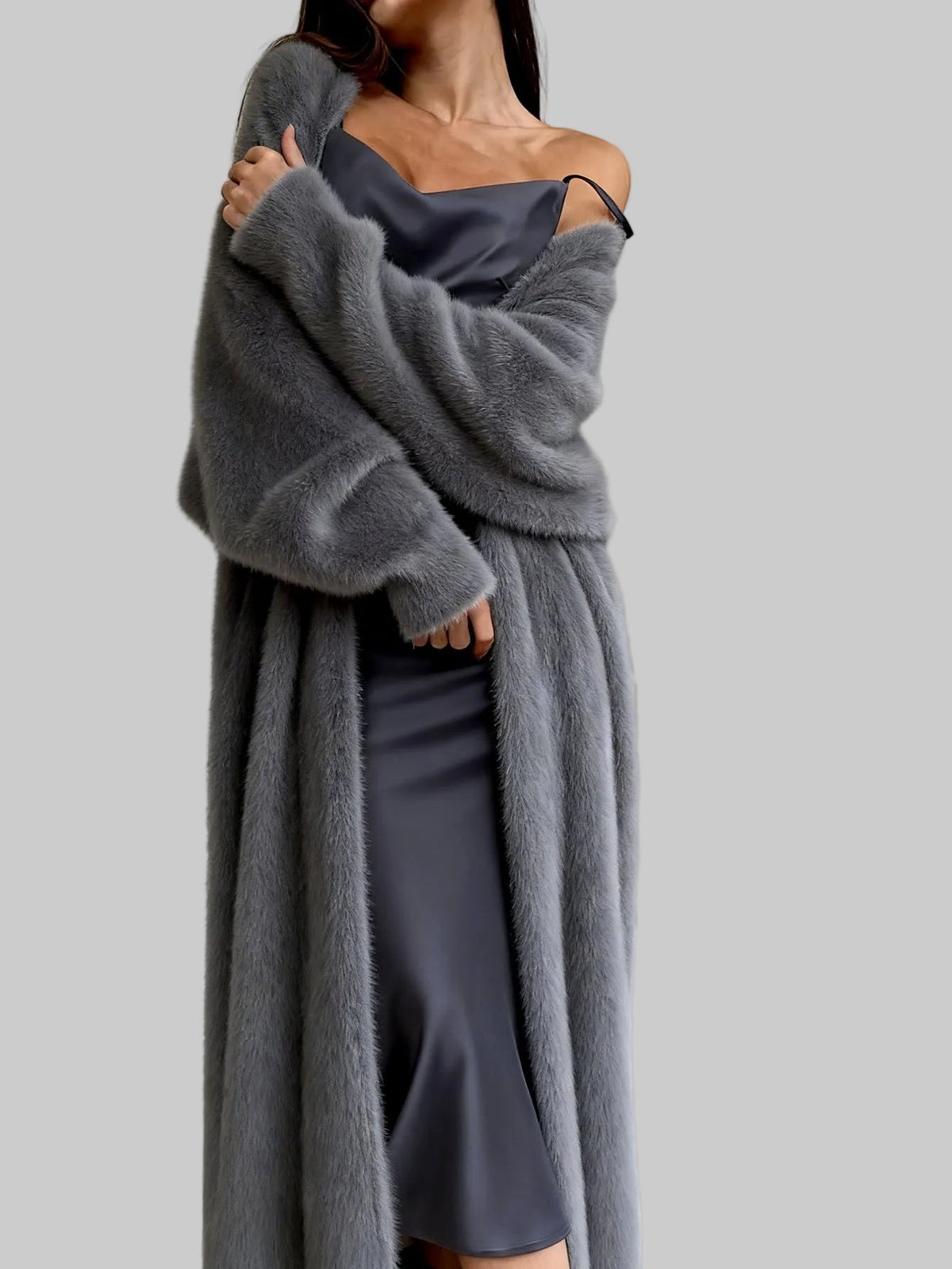 Serenity - Women's Plush Fur Long Cardigan