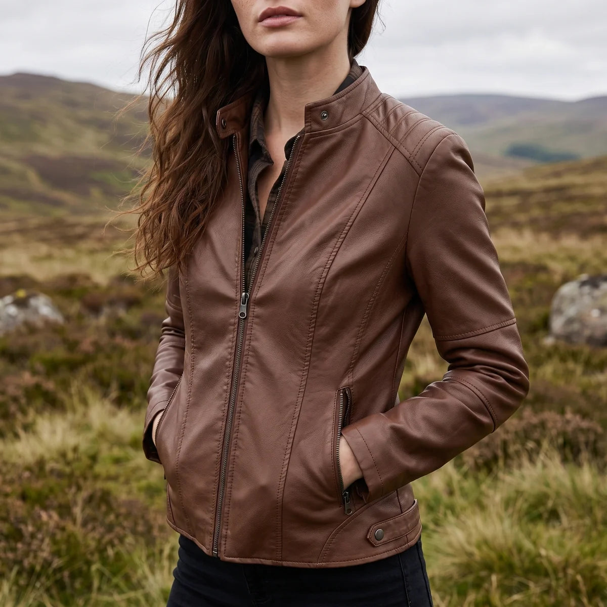 Severine Cropped Vegan Leather Jacket
