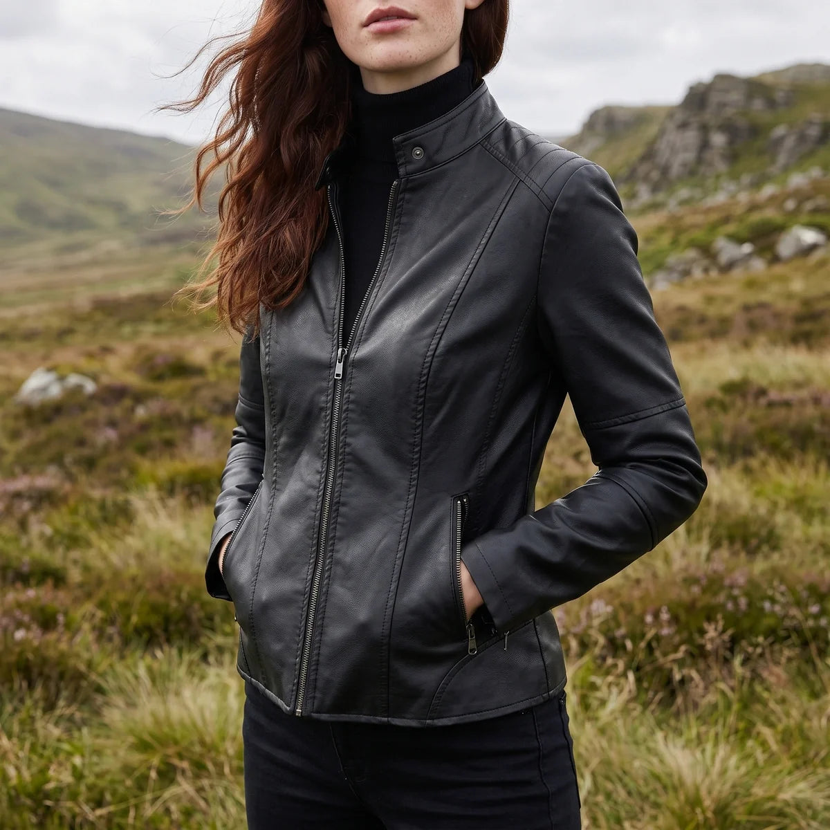 Severine Cropped Vegan Leather Jacket