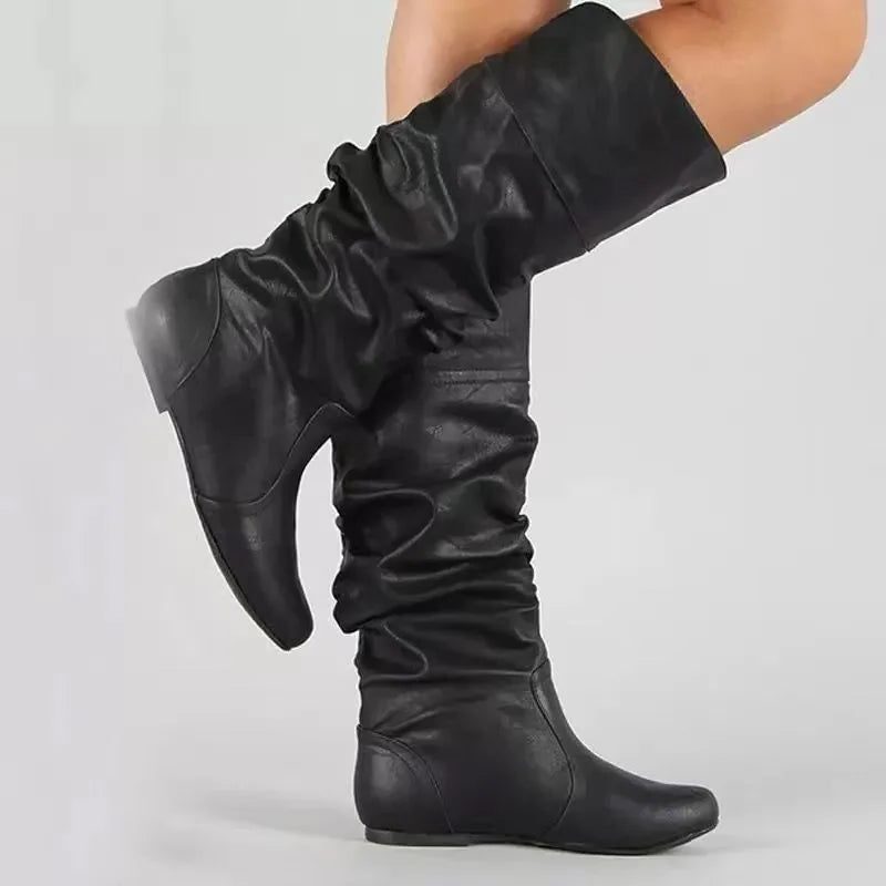 Severine | Ruched Mid-Calf Boots for Women
