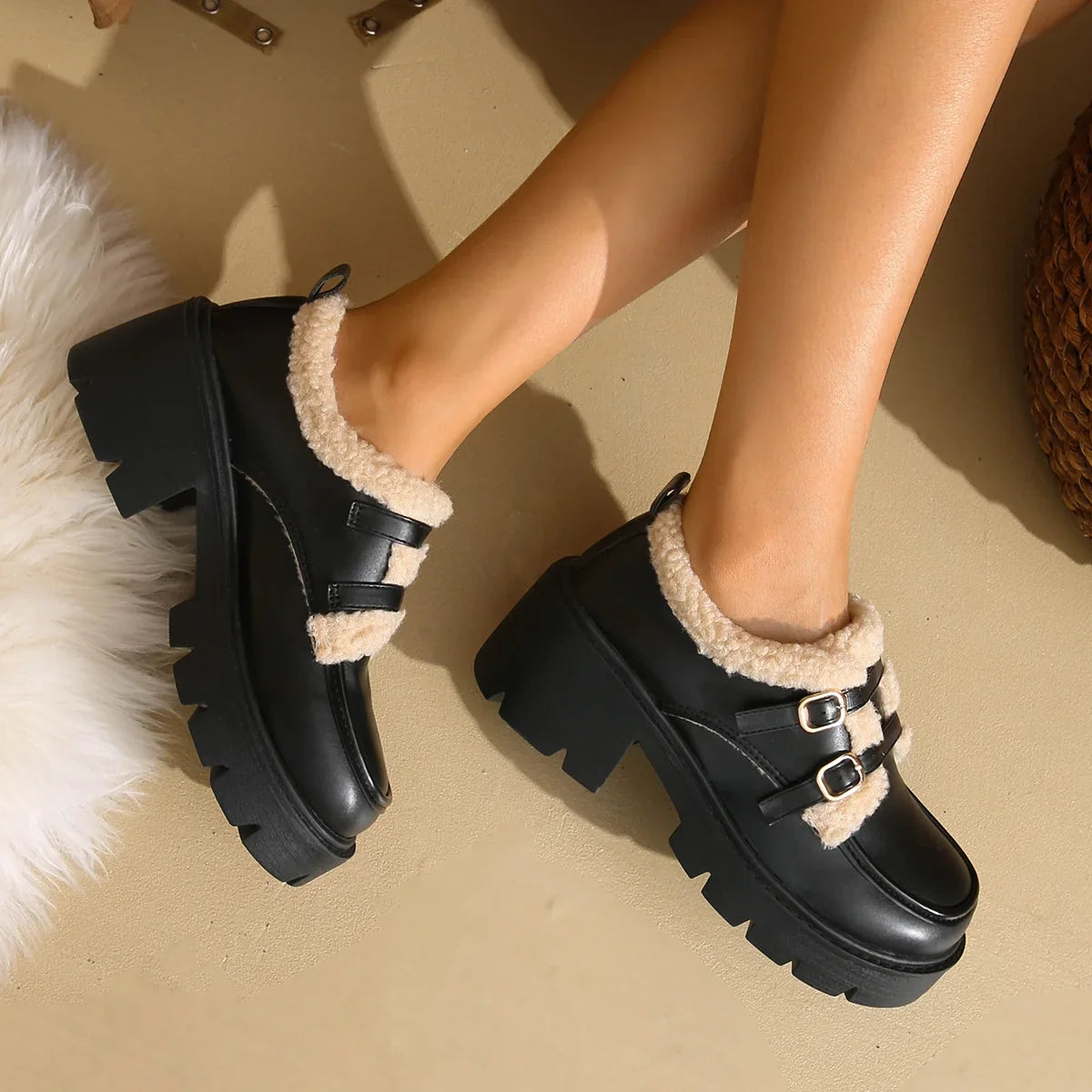 Shoes For Women | Platform Double Buckle Monk Strap