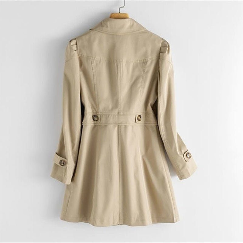 Shoshana | Long Trench Coat with Button-Down and Lapel Collar for Women