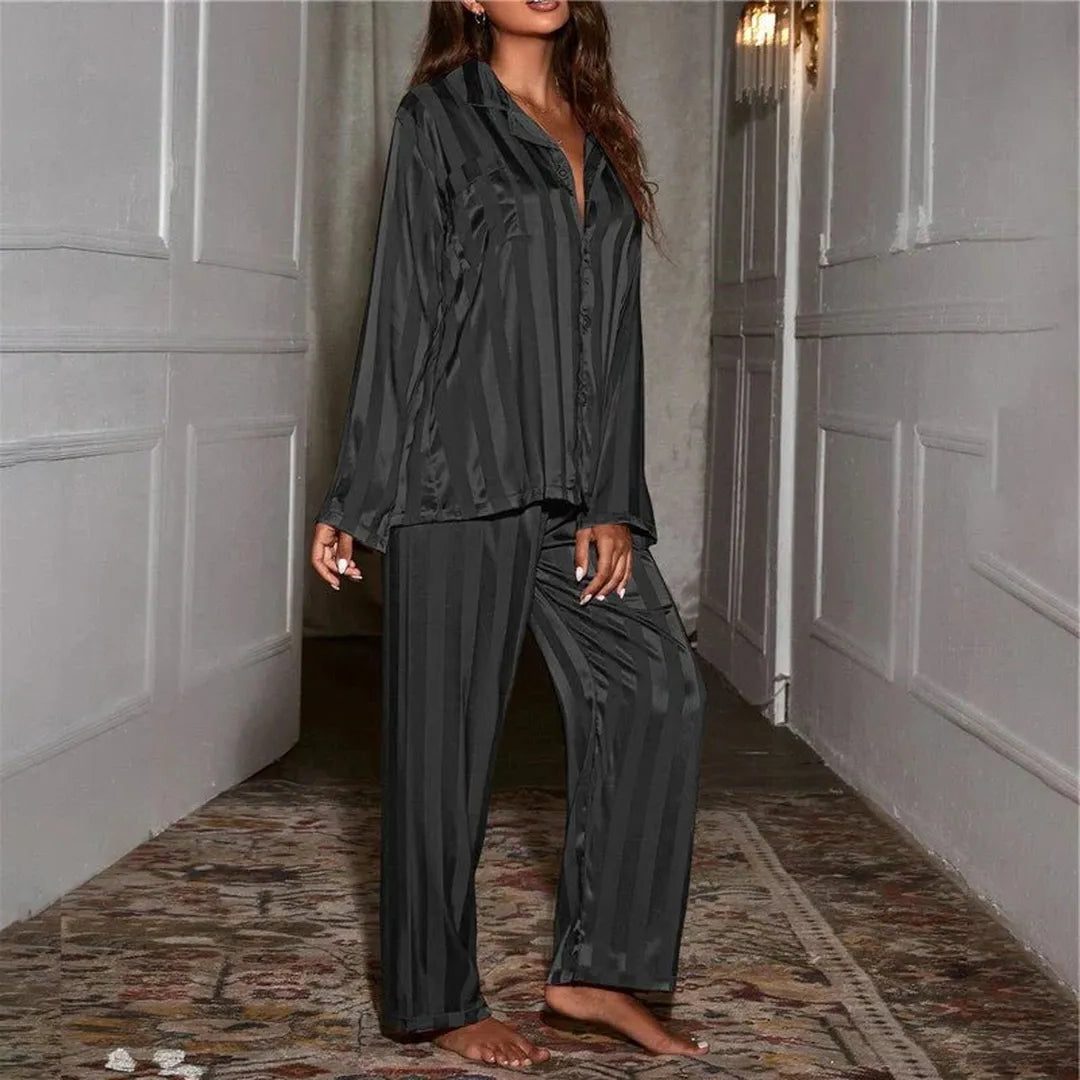 Sidonie | Striped Pajama Set with Button-Up for Women