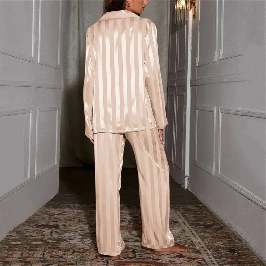 Sidonie | Striped Pajama Set with Button-Up for Women