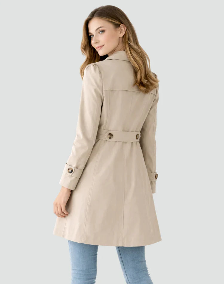 Sienna | Women's Classic Trench Coat with Lapel Collar and Button Detailing