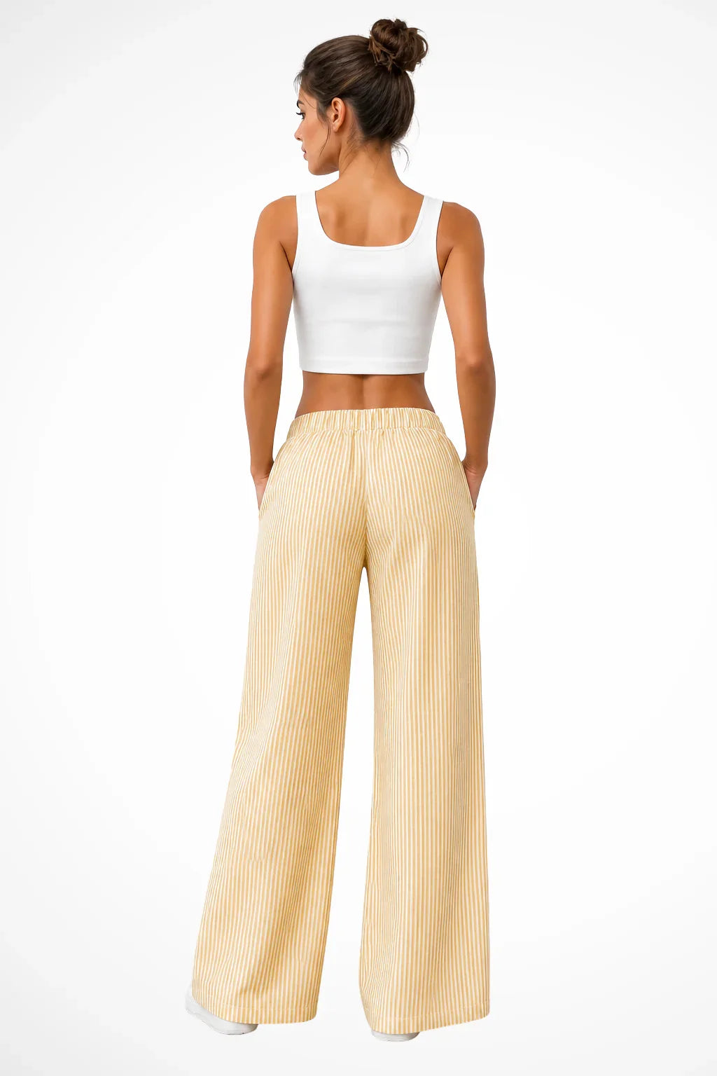 Sienna | Women's Striped Wide Leg Trouser with Drawstring Waist and Side Pockets