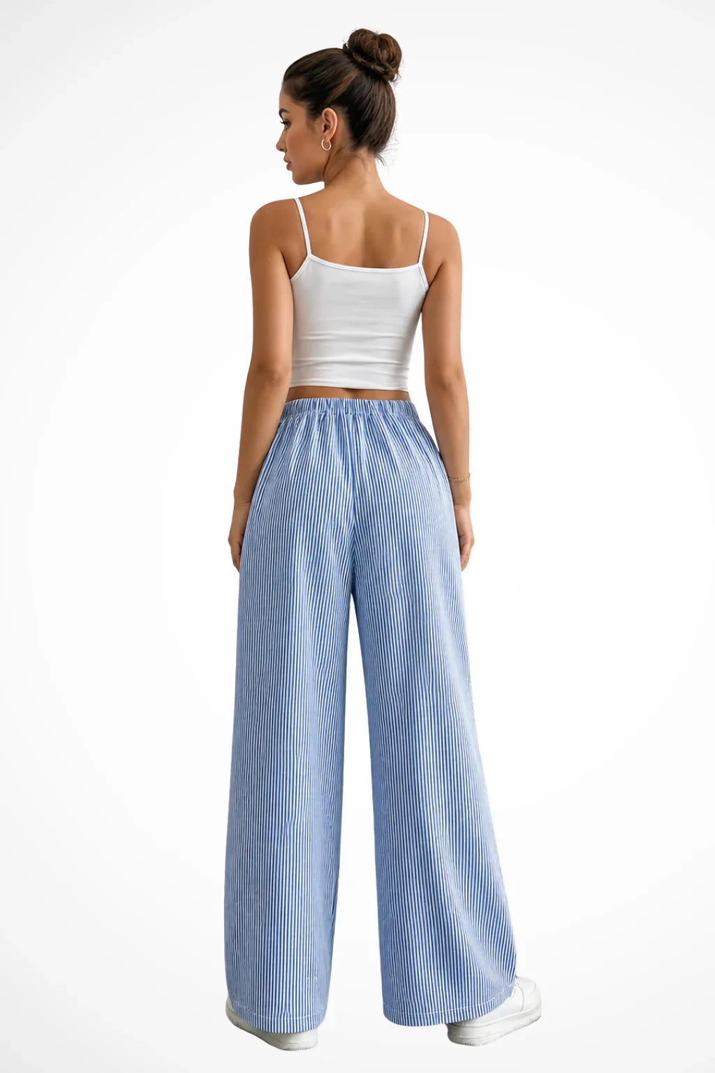Sienna | Women's Striped Wide Leg Trouser with Drawstring Waist and Side Pockets