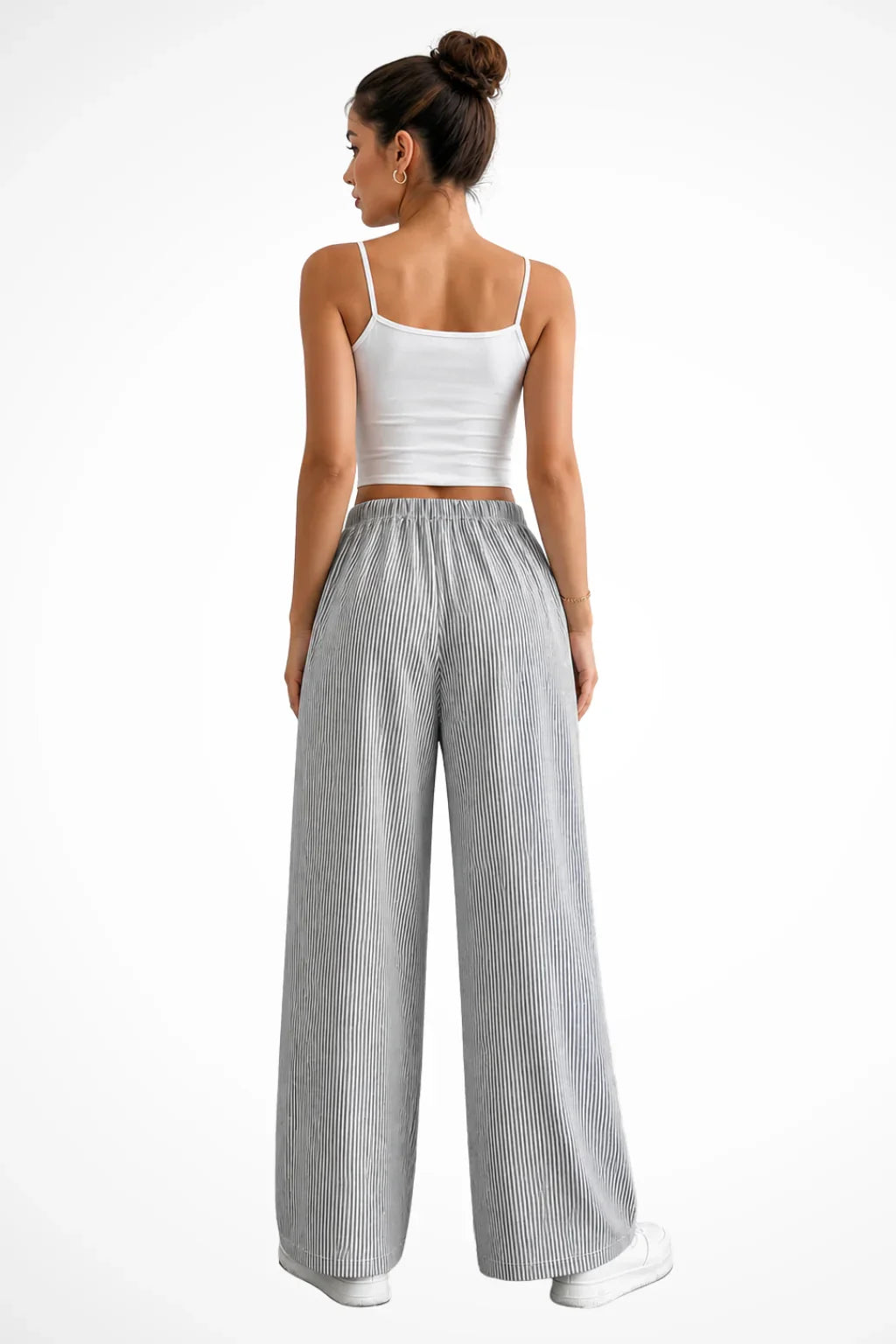 Sienna | Women's Striped Wide Leg Trouser with Drawstring Waist and Side Pockets