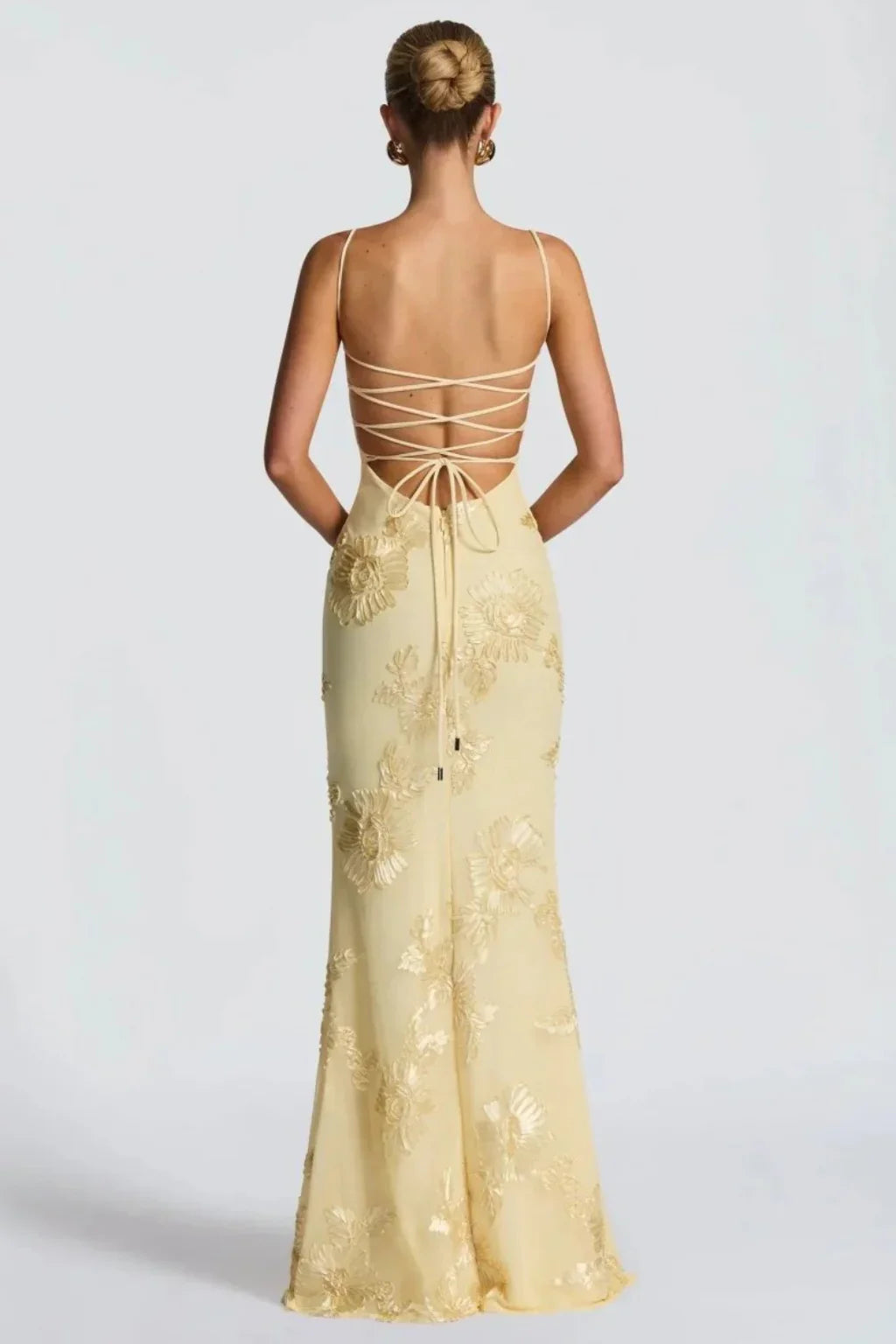Skye | Floral Embroidered Corset Wedding Guest Maxi Dress with Cami Straps