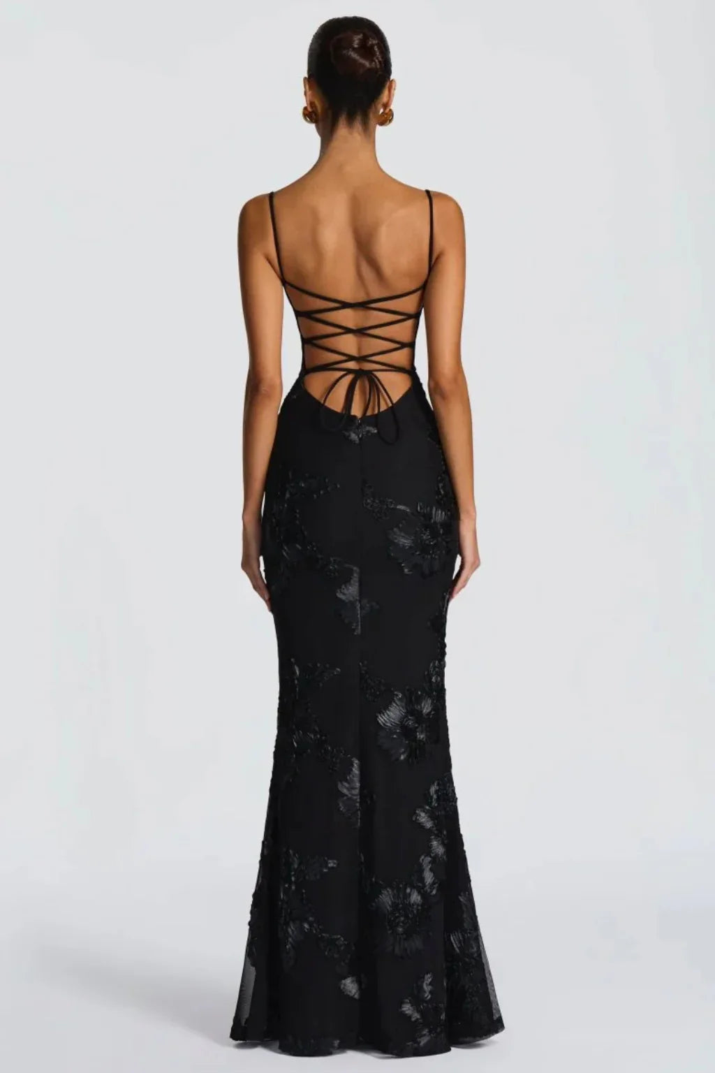 Skye | Floral Embroidered Corset Wedding Guest Maxi Dress with Cami Straps