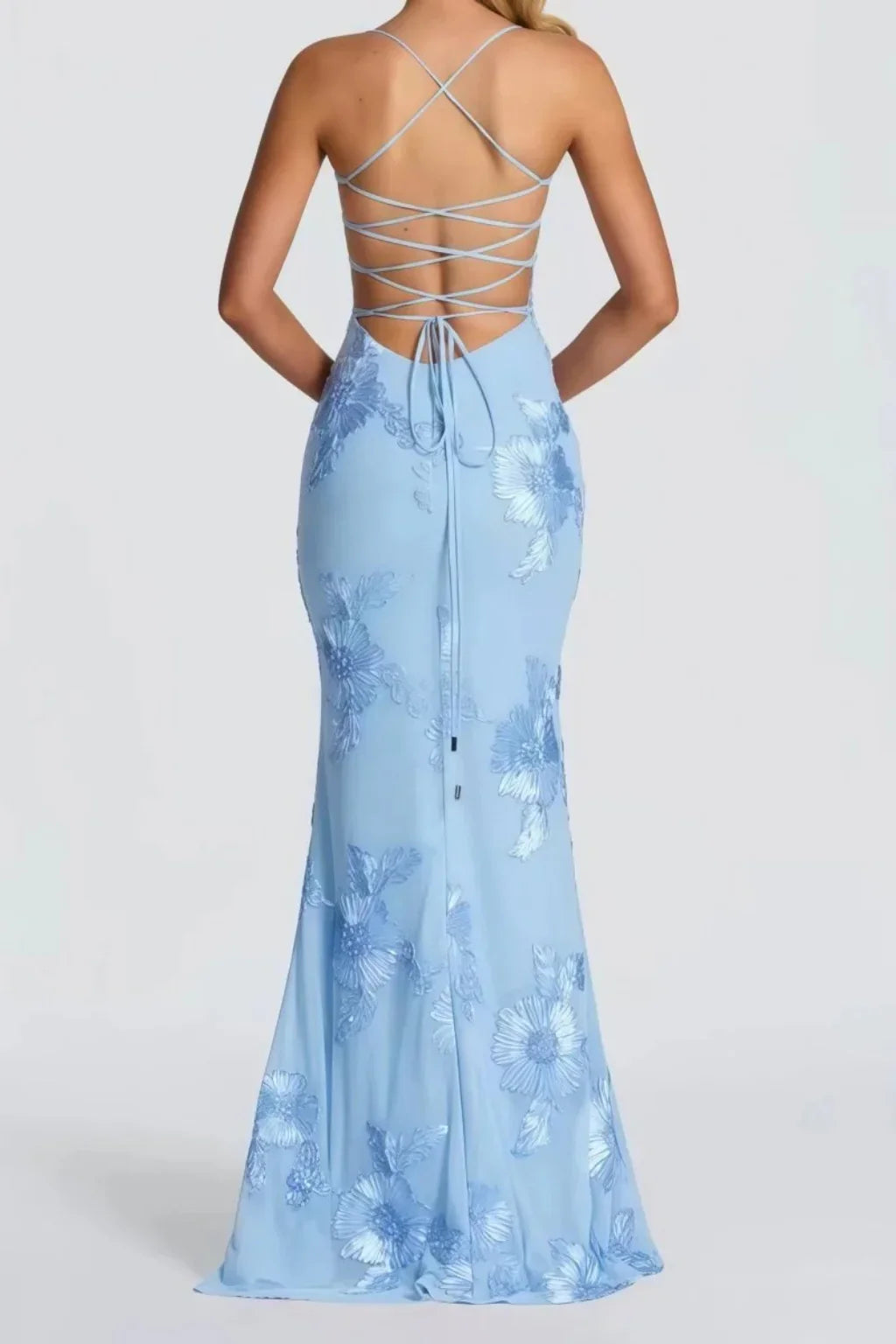 Skye | Floral Embroidered Corset Wedding Guest Maxi Dress with Cami Straps