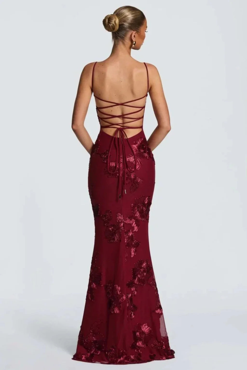 Skye | Floral Embroidered Corset Wedding Guest Maxi Dress with Cami Straps