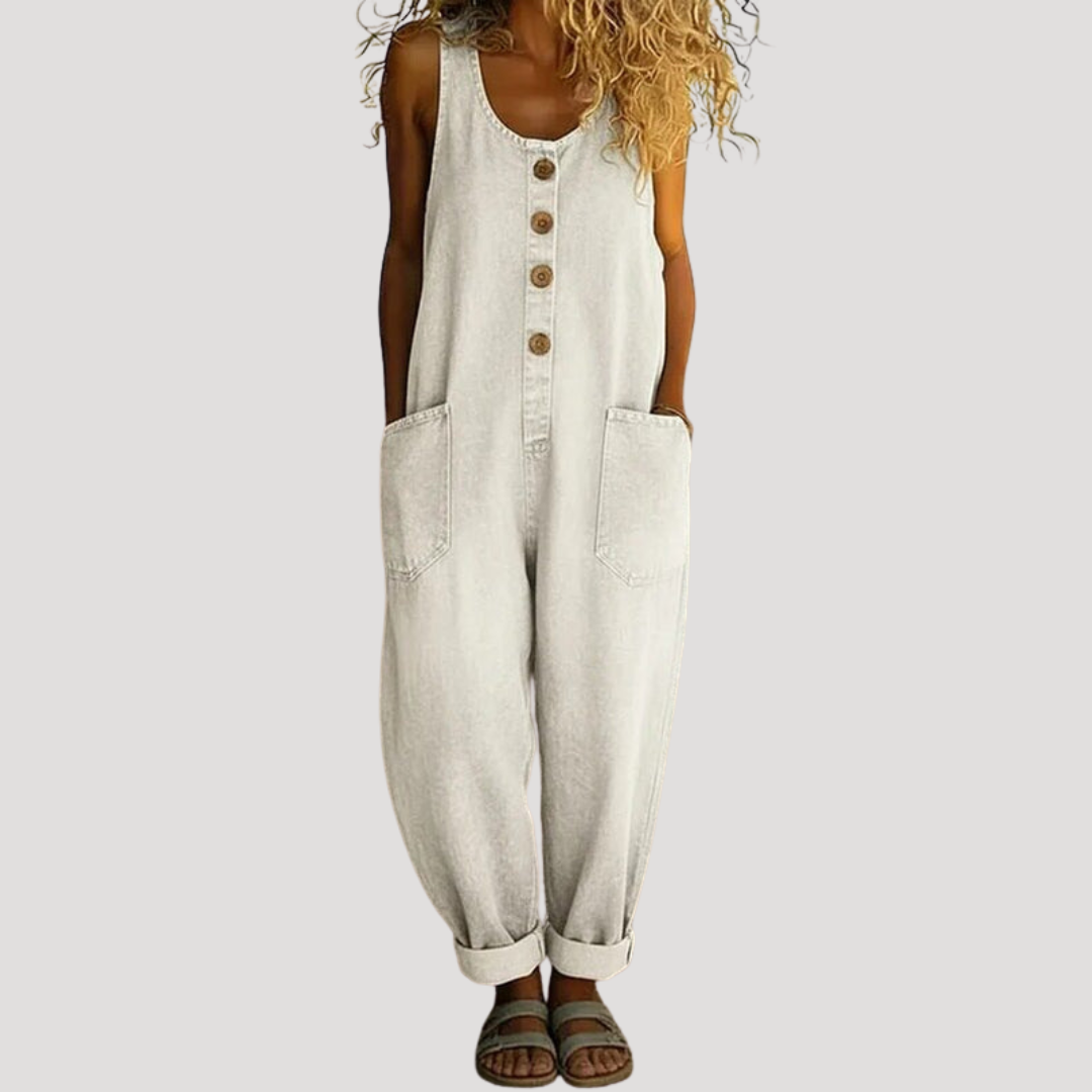 Women's Wide Leg Overalls with a Button Front | Adjustable Straps and Patch Pockets | Size S-3XL, 4 Colors
