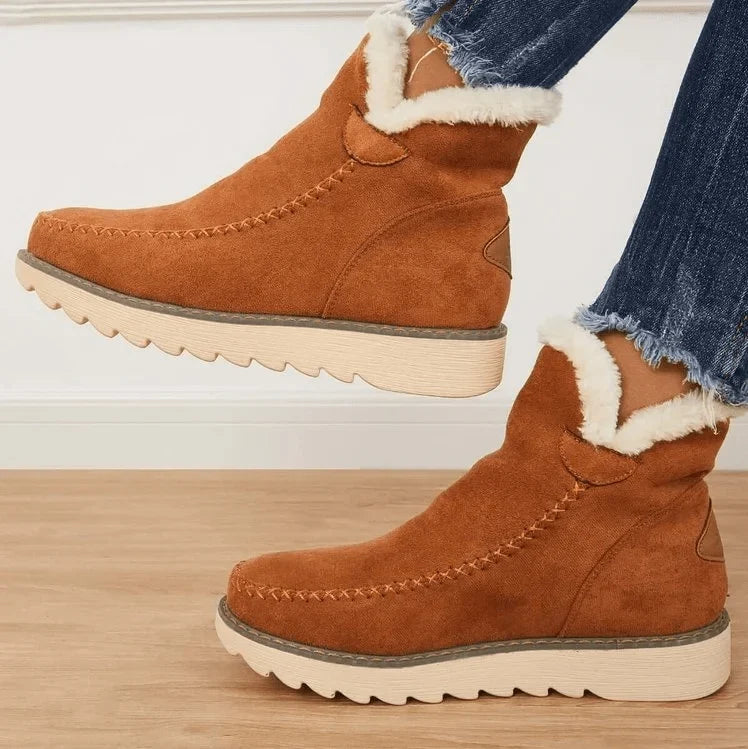 Snow Boots - Faux Fur Lined Ankle Women's Winter Boots