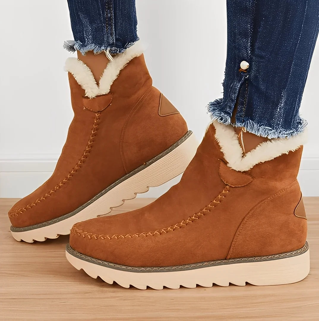 Snow Boots - Faux Fur Lined Ankle Women's Winter Boots