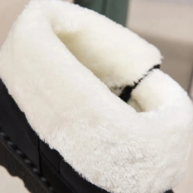 Snow Boots - Fleece Lined Ankle Strap Women's Winter Boots