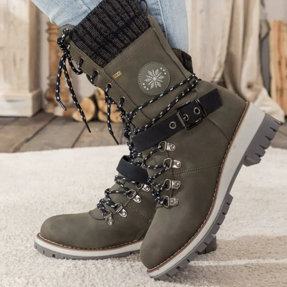 Snow Boots For Women | Waterproof Lace-Up Buckle