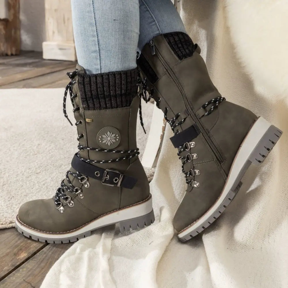 Snow Boots For Women | Waterproof Lace-Up Buckle
