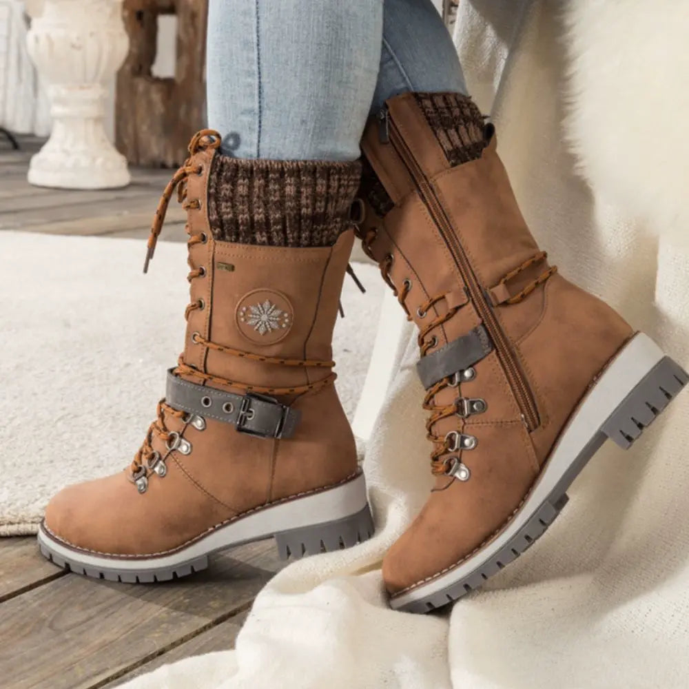Snow Boots For Women | Waterproof Lace-Up Buckle