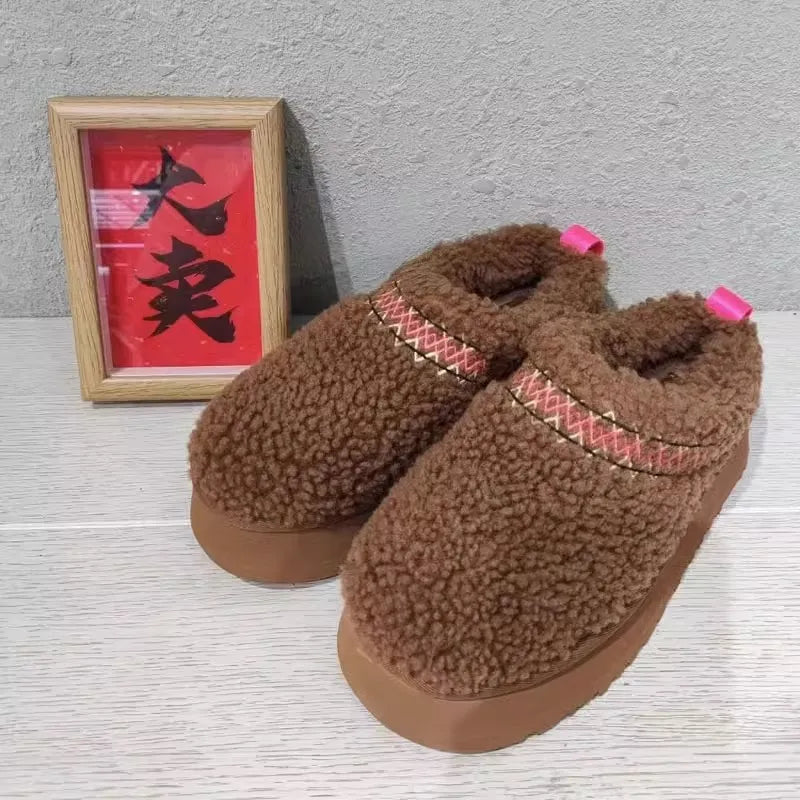 Women's Clog Slippers with a Plush Upper | Cotton Lining, Anti Slip Platform Sole | Sizes 4.5-9.0, 4 Colors