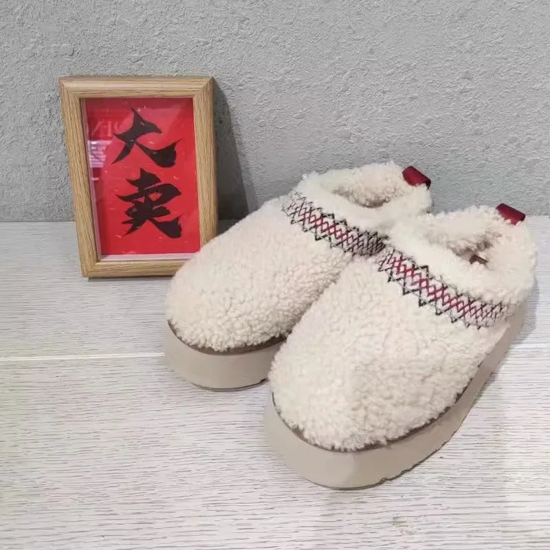 Women's Clog Slippers with a Plush Upper | Cotton Lining, Anti Slip Platform Sole | Sizes 4.5-9.0, 4 Colors