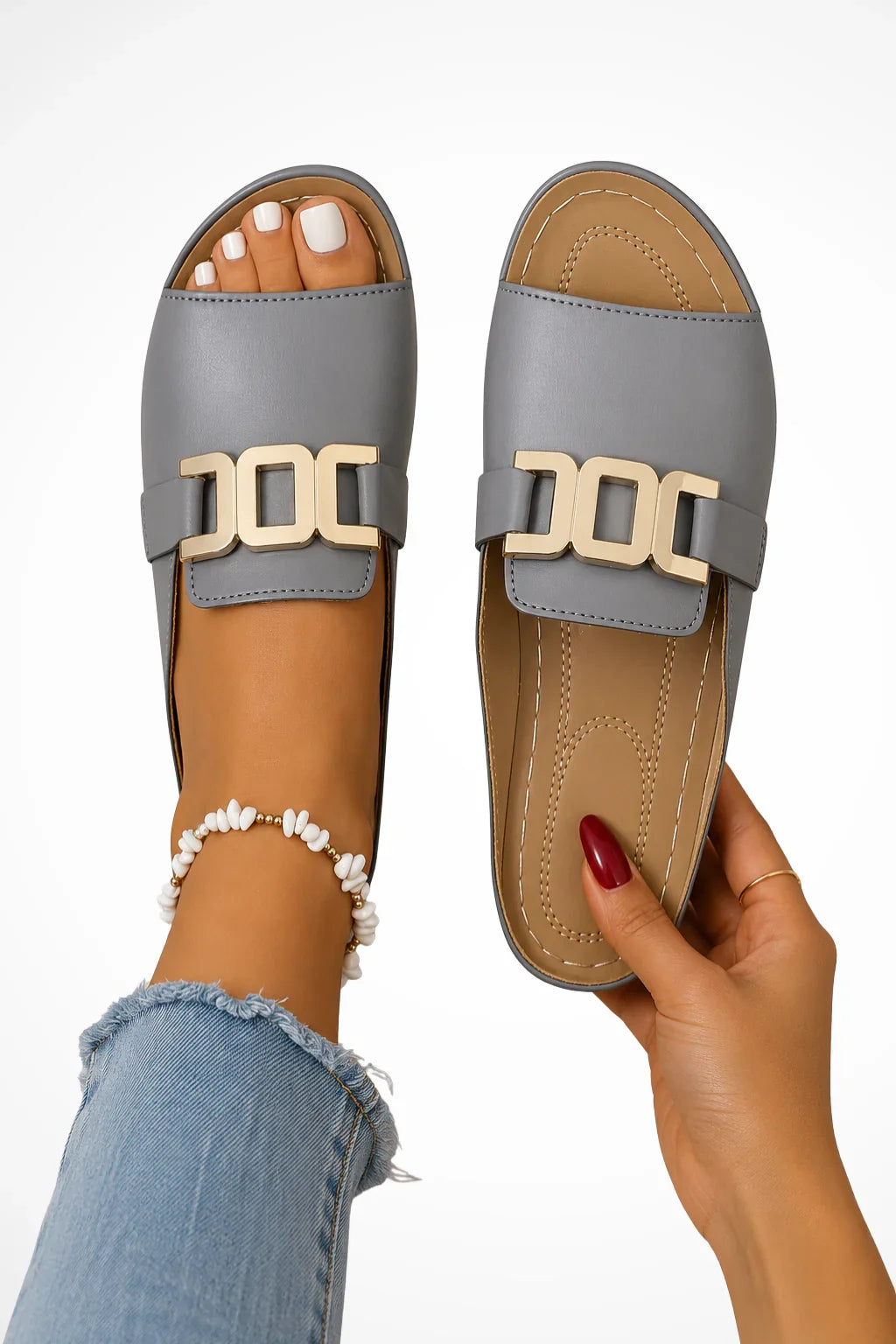 Sophia | Women's Open Toe Orthopedic Slip On Loafer Sandals