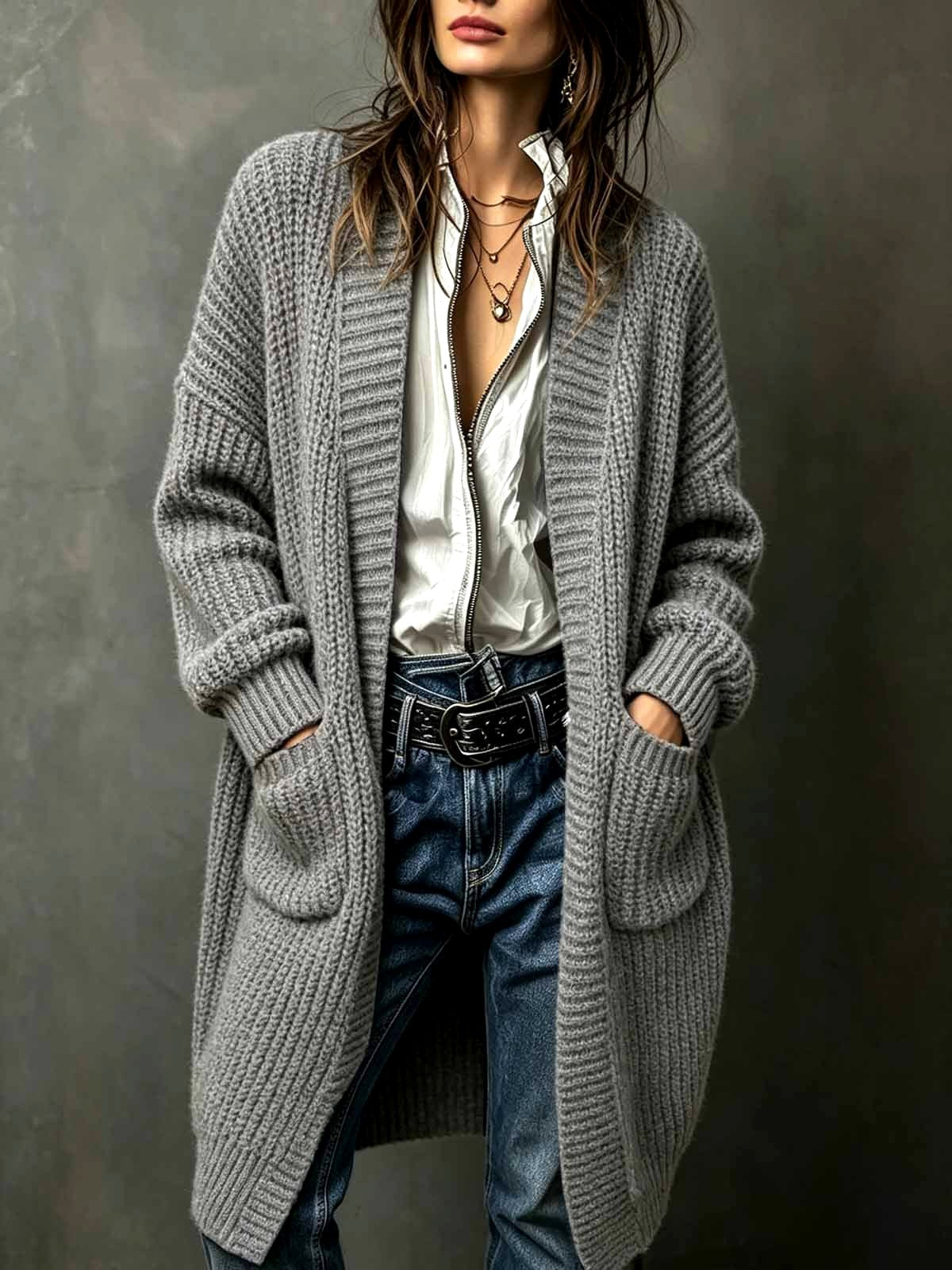 Sophia - Women's Long Knit Cardigan