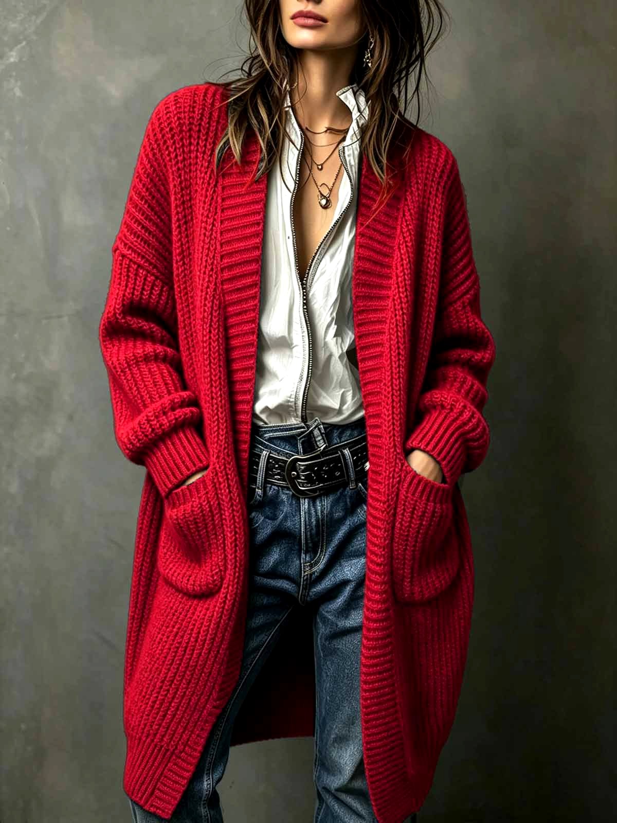 Sophia - Women's Long Knit Cardigan