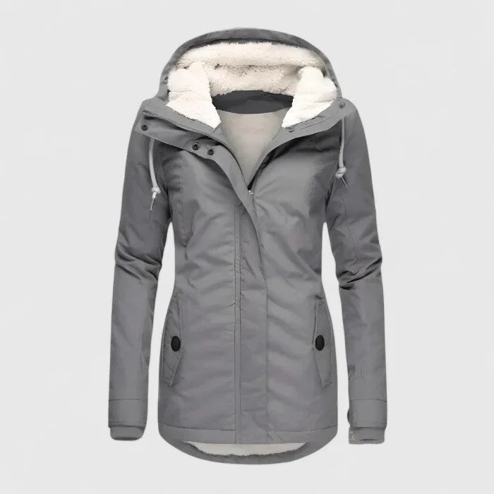 Women's zip-up hooded sherpa lined jacket