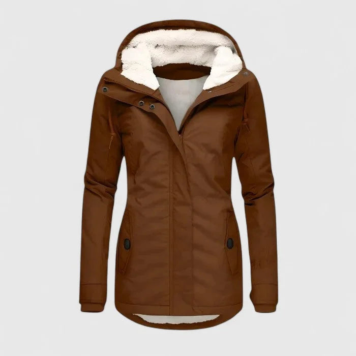 Women's zip-up hooded sherpa lined jacket