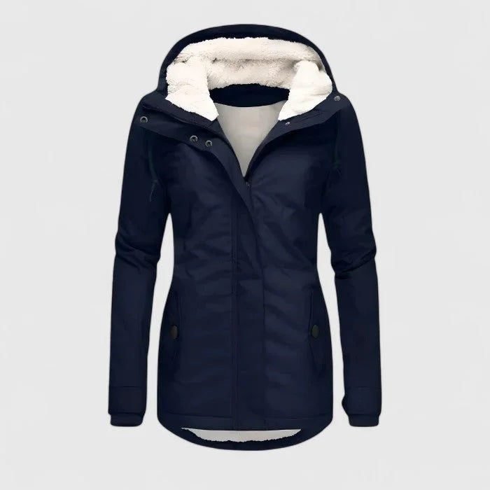 Women's zip-up hooded sherpa lined jacket
