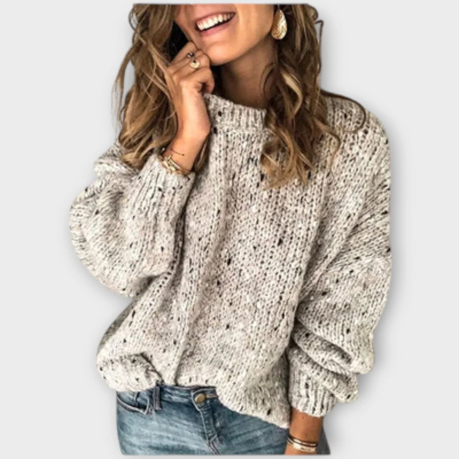 Women's flecked knit crew neck sweater