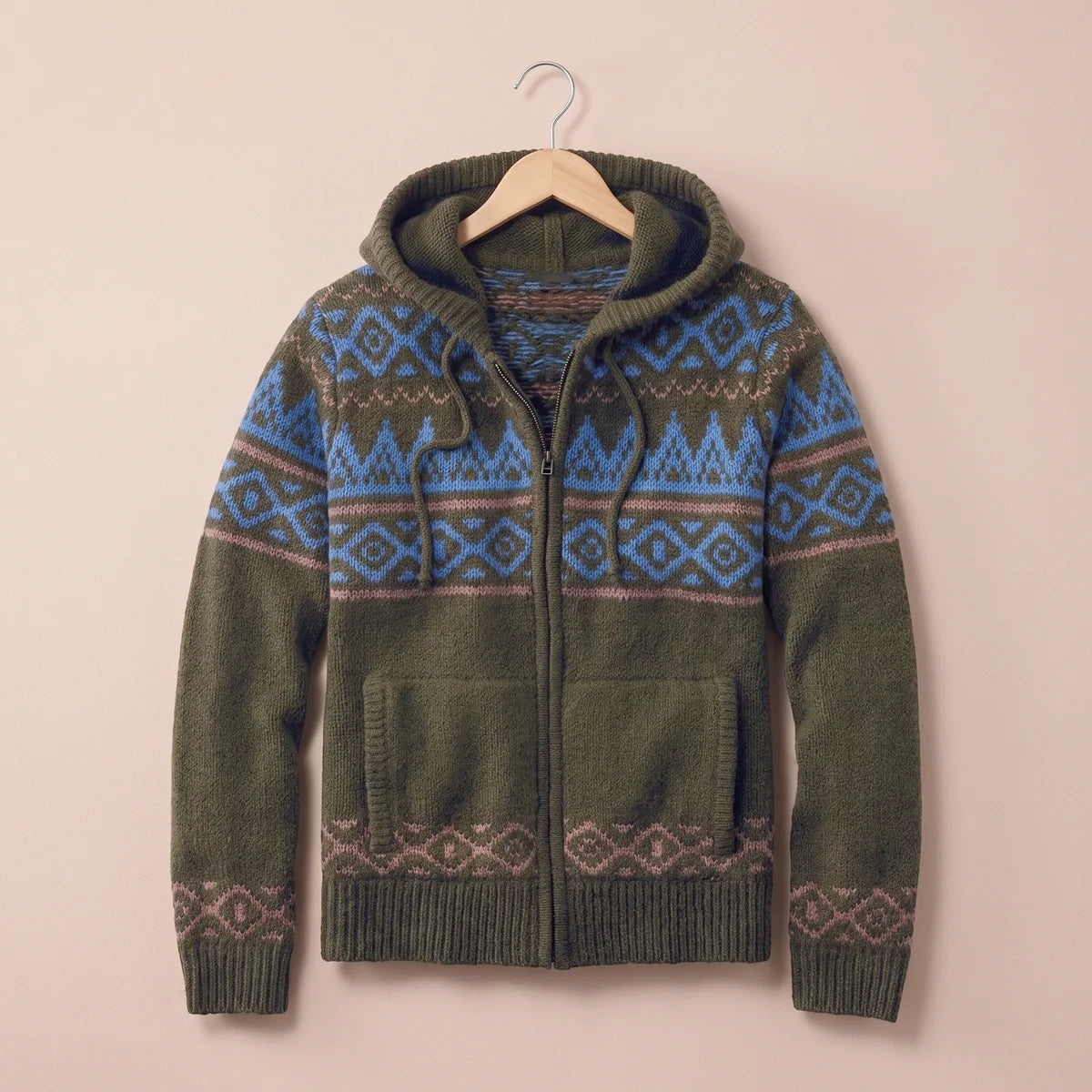 Soren Fair Isle Knit Zip Hoodie