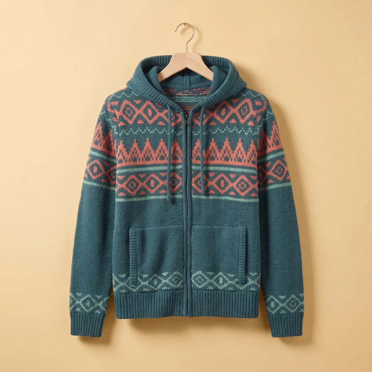Soren Fair Isle Knit Zip Hoodie