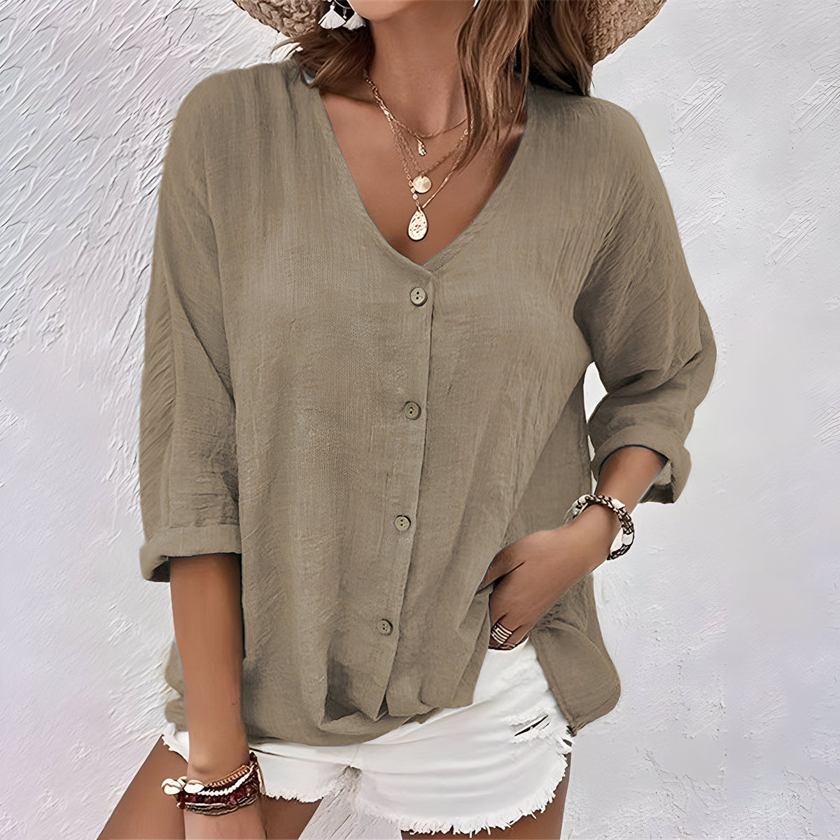 Theresa Relaxed Button Blouse