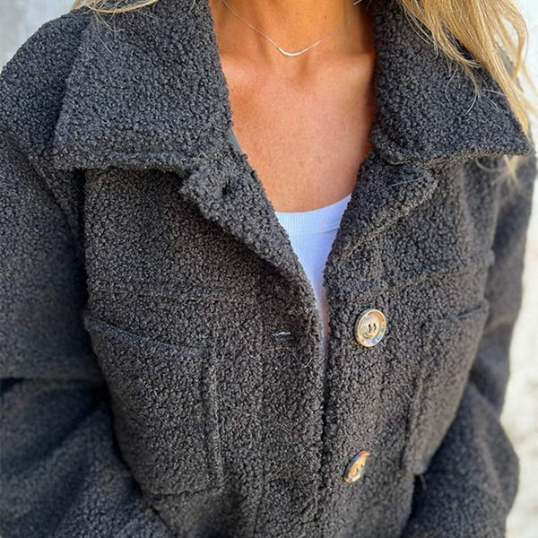 Women's Lapel Collar Jacket – Tailored Button Front Everyday Jacket