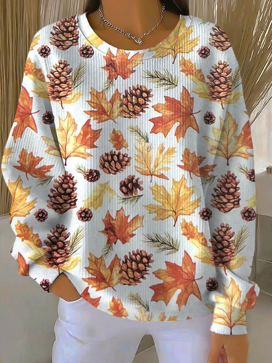 Women's Maple-Leaf Autumn Sweatshirt, Relaxed Fit