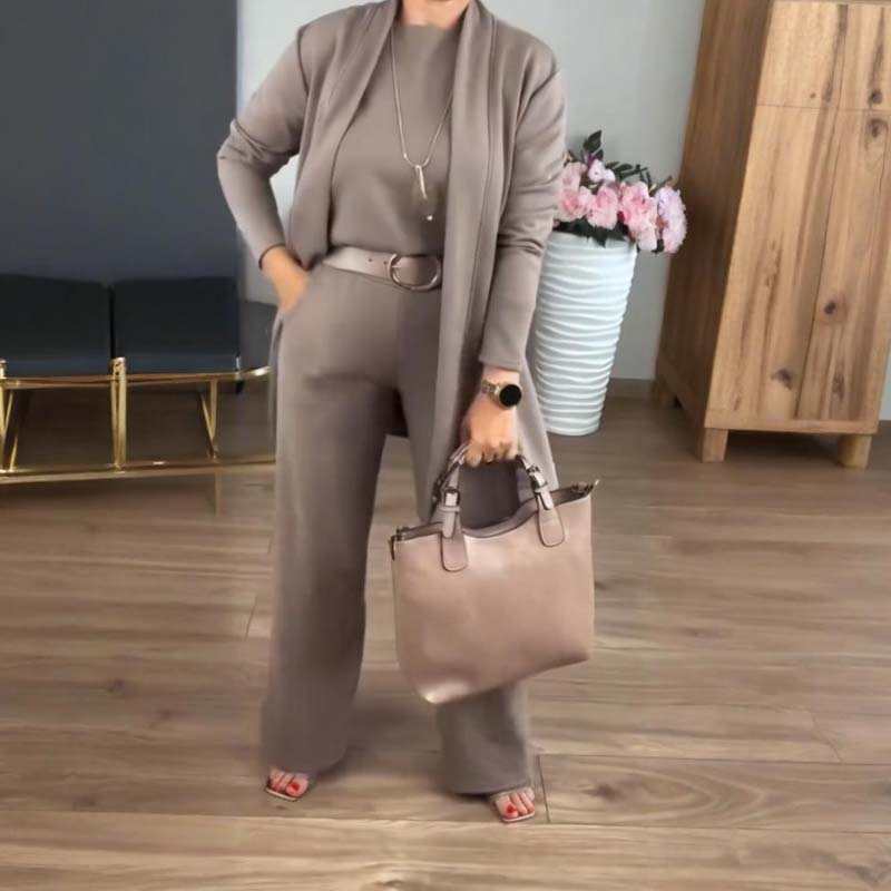 Women's Three Piece Pant Suit | Matching Jacket, Coat and Trousers | Structured Cut in a Breathable Fabric | Size S-5XL, 5 Colors