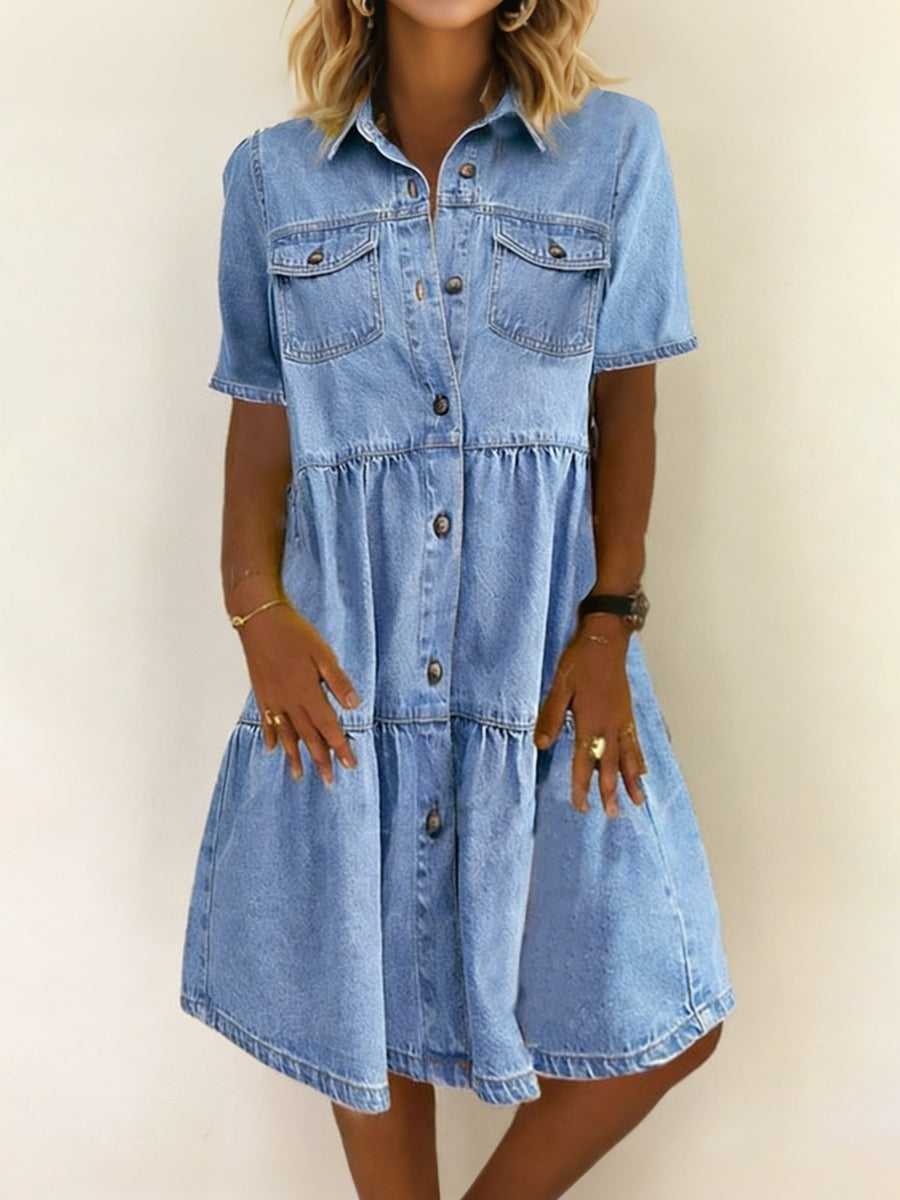 Sofia | Relaxed and elegant light blue denim dress