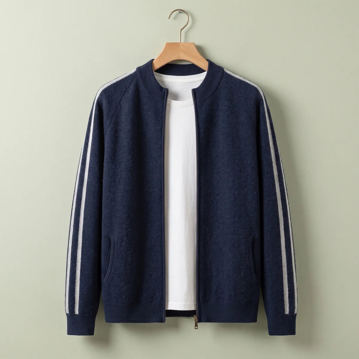 Stellan Striped Sleeve Zip Cardigan