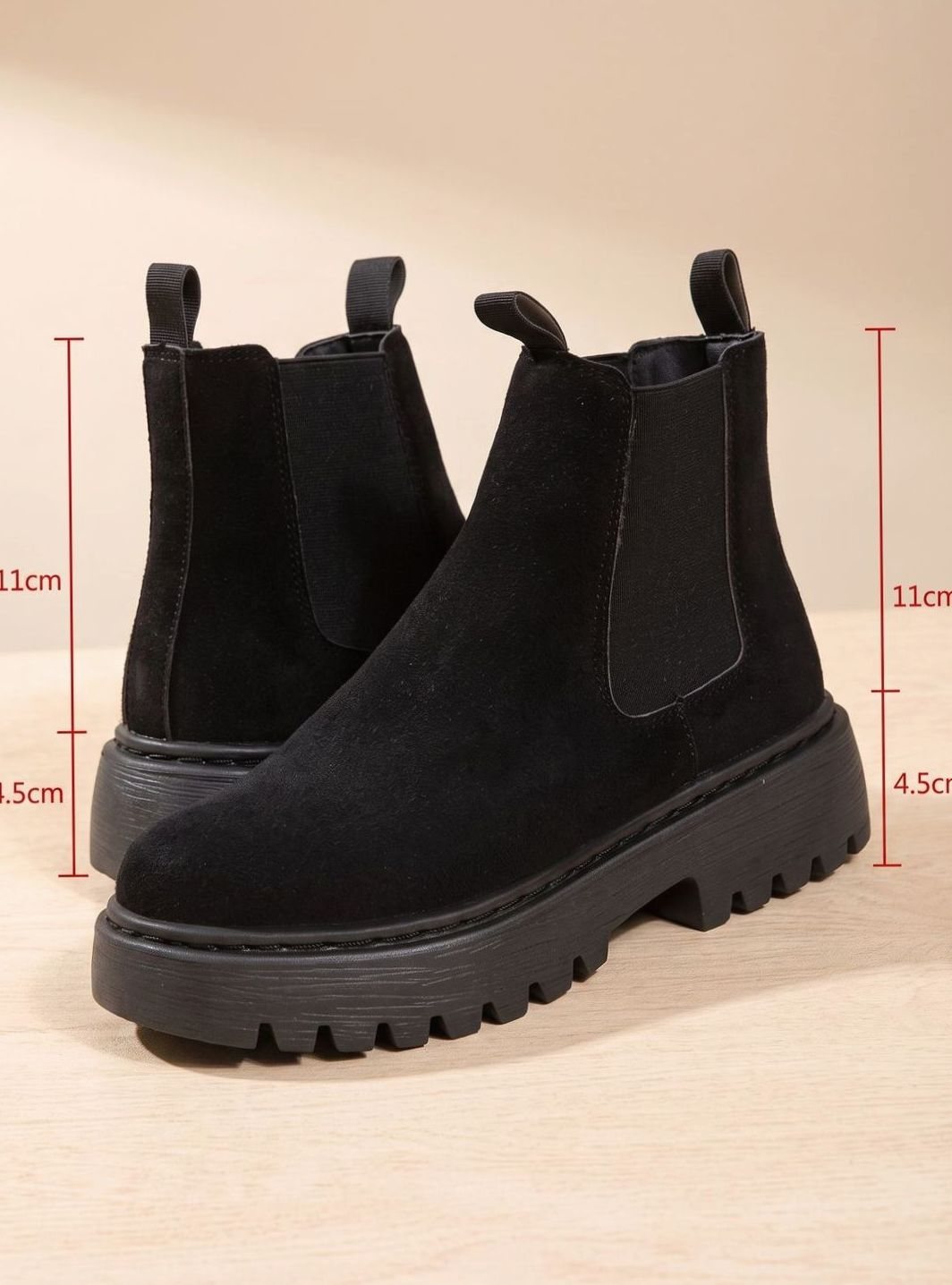 Women's Chelsea Boots on a Chunky Platform Sole | Suede Look Upper, Elastic Side Panel | 2 Colors