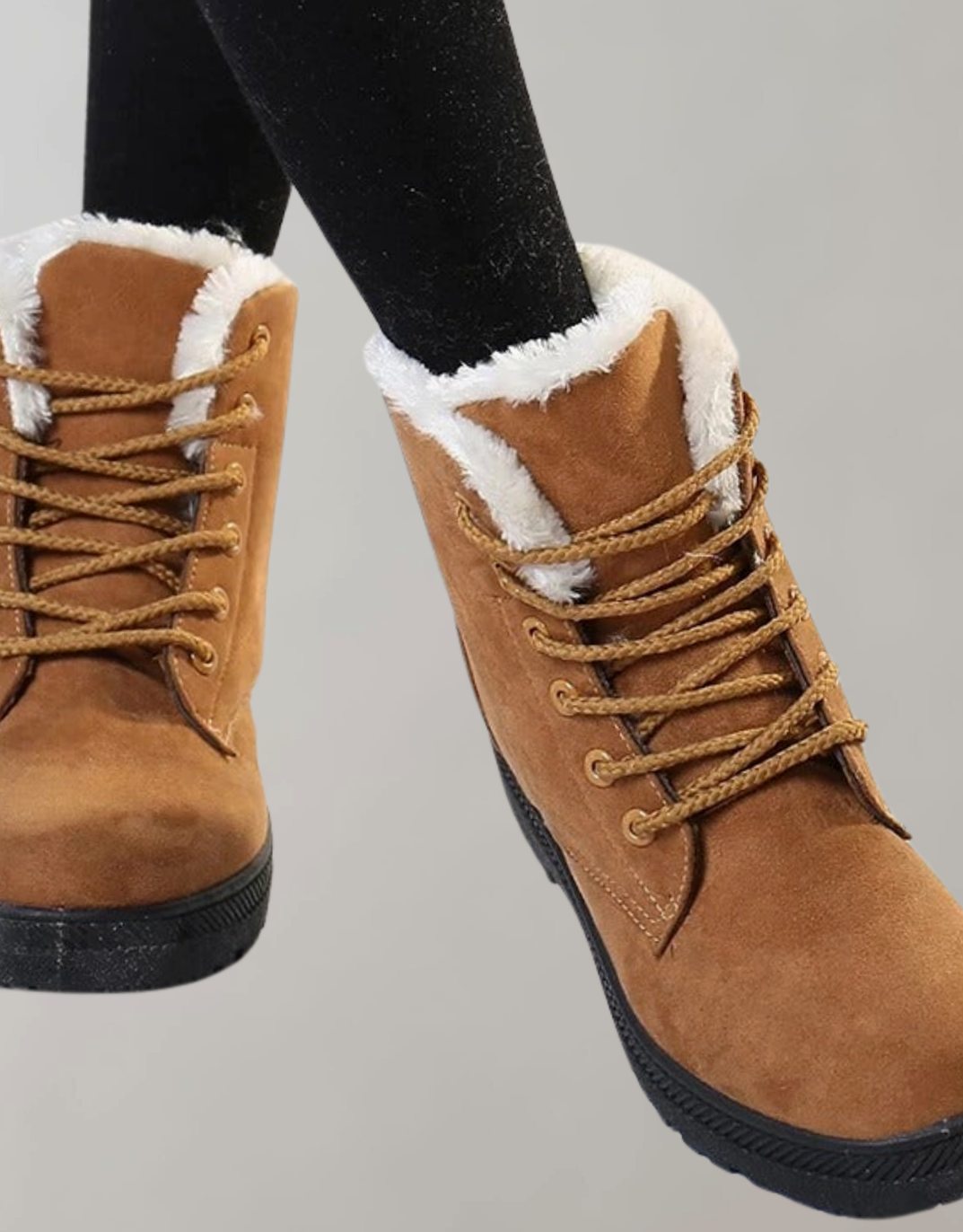 Women's Lace Up Ankle Boots in Suede Look | Soft Faux Fur Lining Inside | Firm Lacing and Grippy Outsole