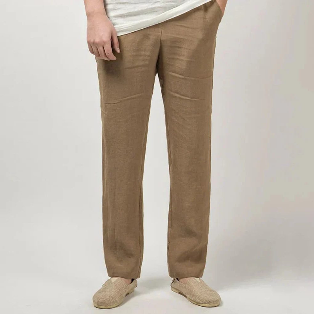 Straight Leg Linen Trousers for Men