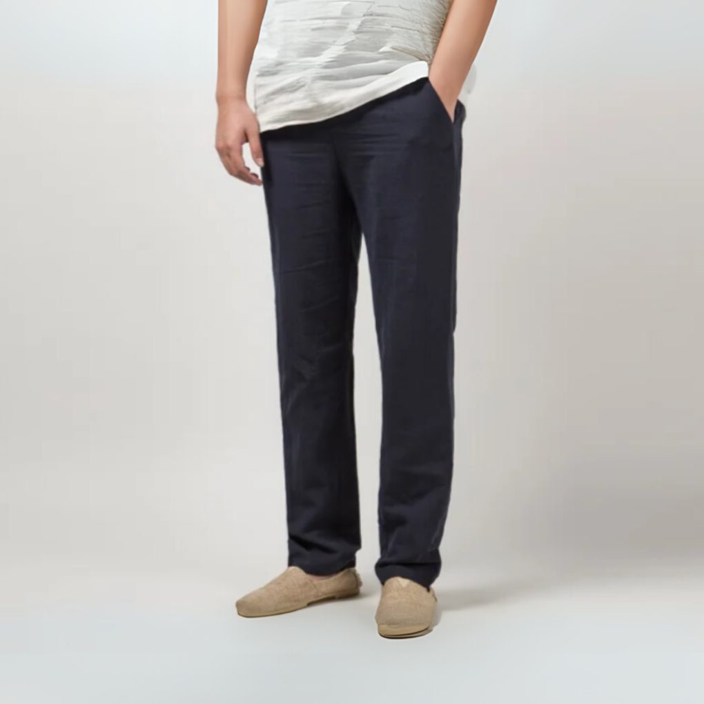 Straight Leg Linen Trousers for Men