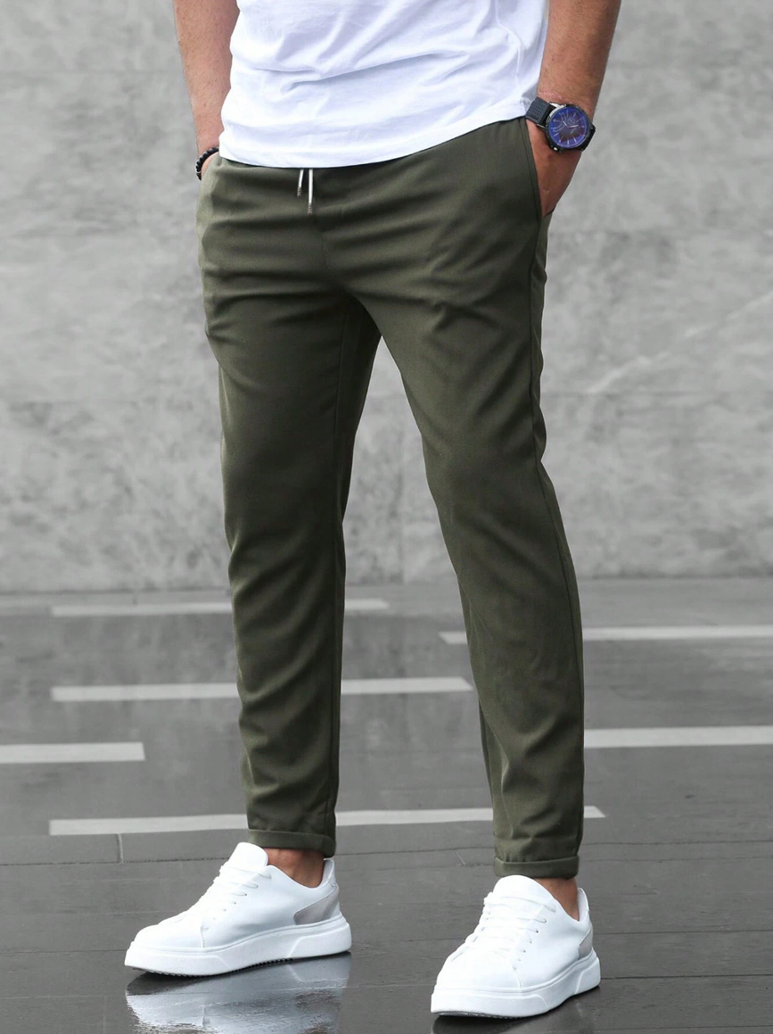 Men's Casual Trousers, Regular Fit, Drawstring Waist