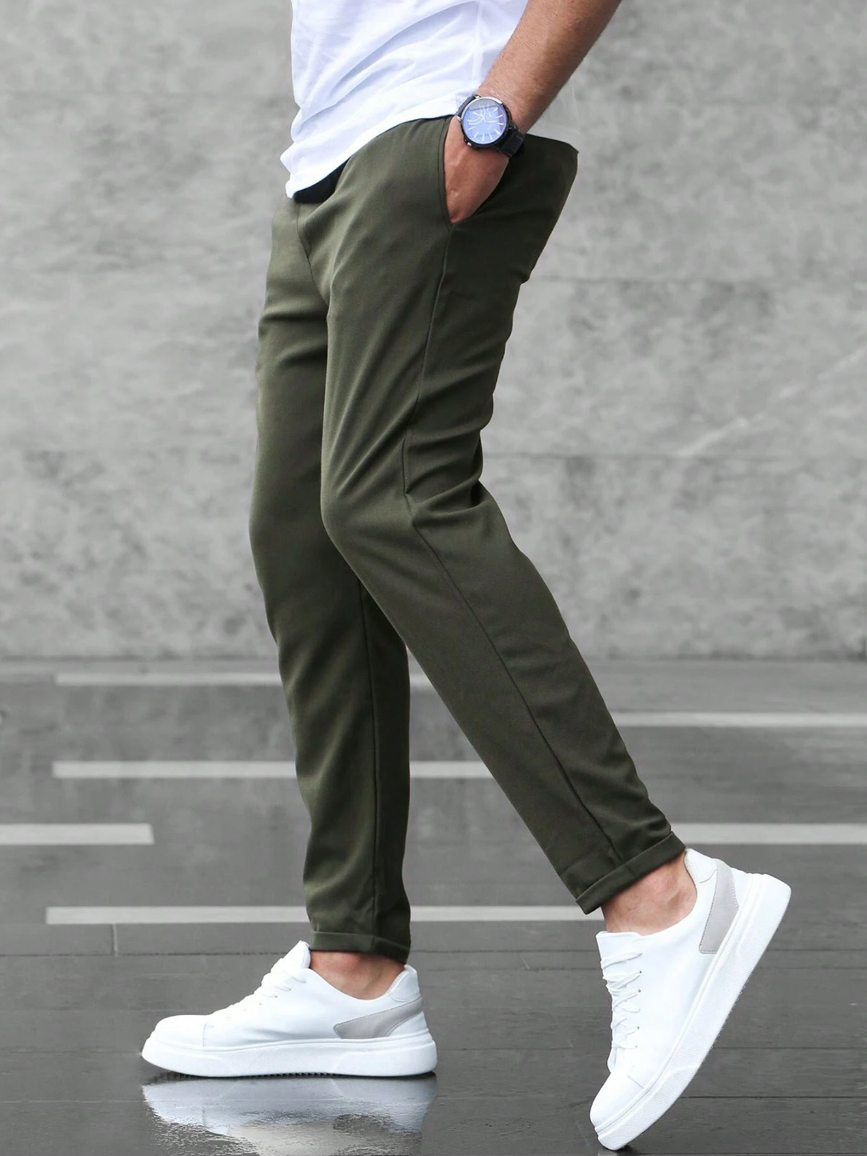 Men's Casual Trousers, Regular Fit, Drawstring Waist