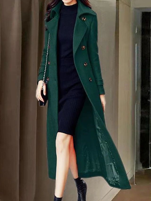 Women's Shawl Collar Long Coat with Button Front